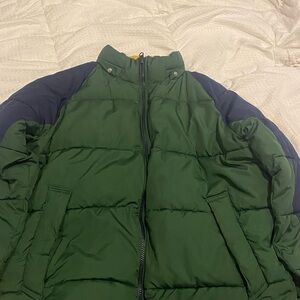 GAP Kids Forest Green and Navy Puffer Jacket Size  XXL Husky